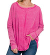 Stonlina Pink Oversized Waffle Top - Also in Plus Sized