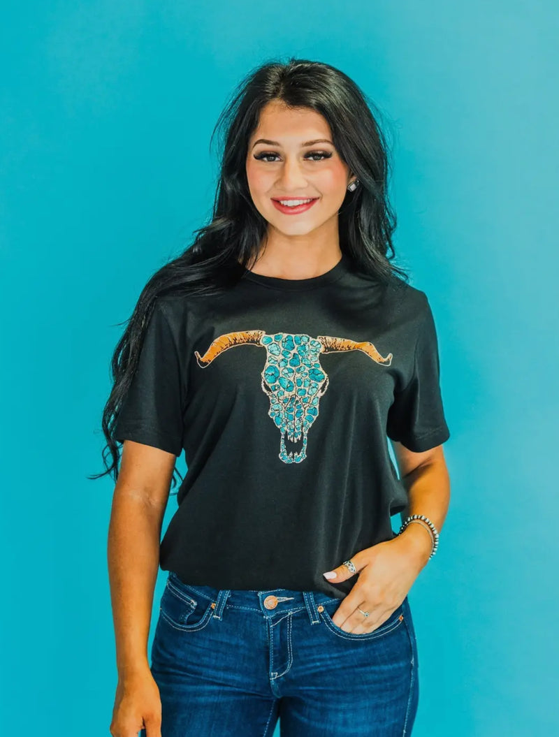 Timber Turquoise Steer Tee - Also in Plus Size