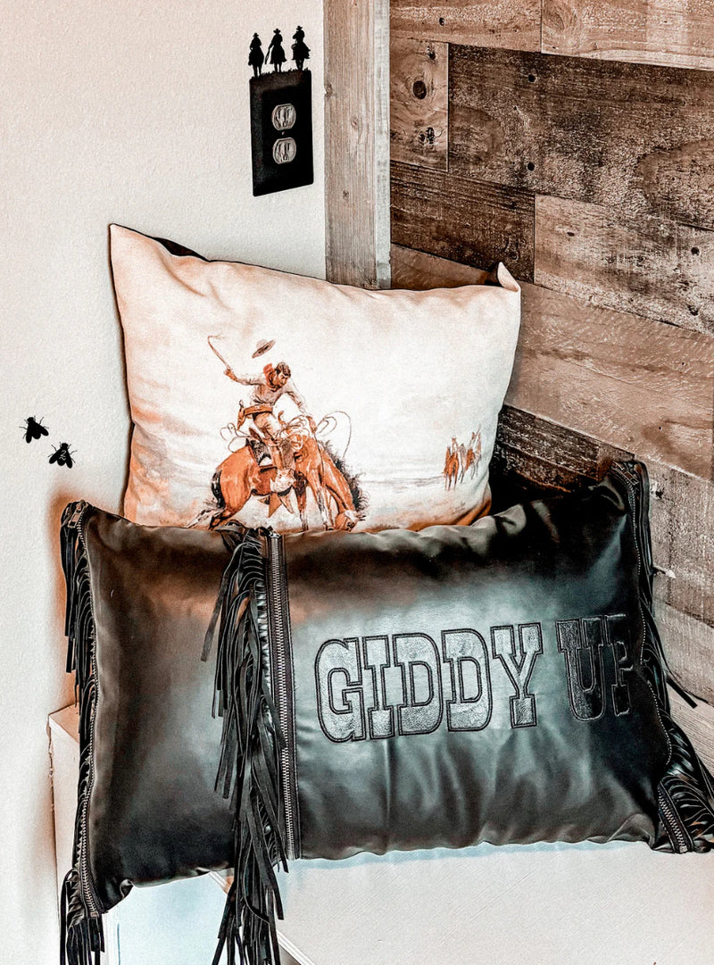 Giddy Up Fringe Pillow Case