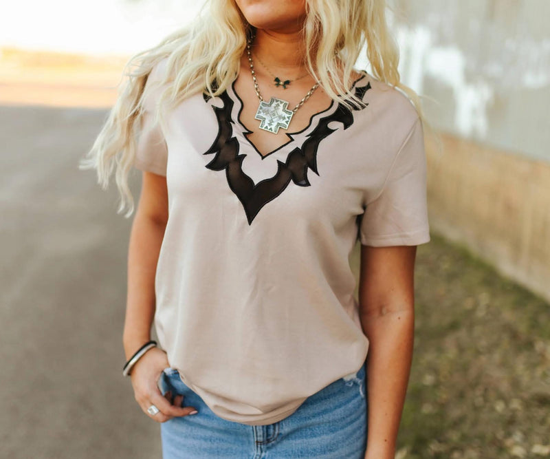 Llano Boot Stitch Mesh Detail Top - Also in Plus Size