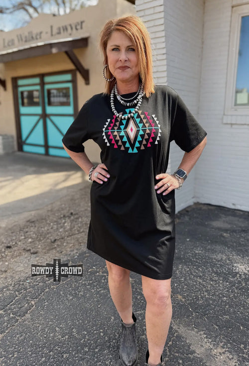 Desert Rose Embroidered Aztec Dress - Also in Plus Size