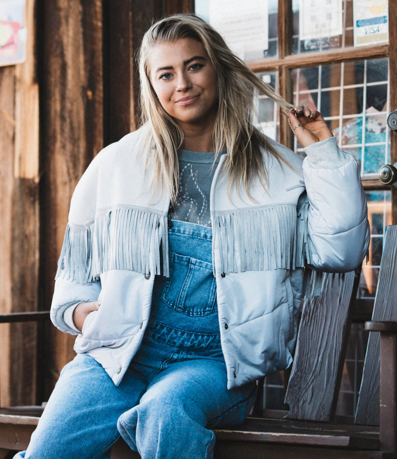 Hidalgo Falls Fringe Puffer Jacket - Also in Plus Size