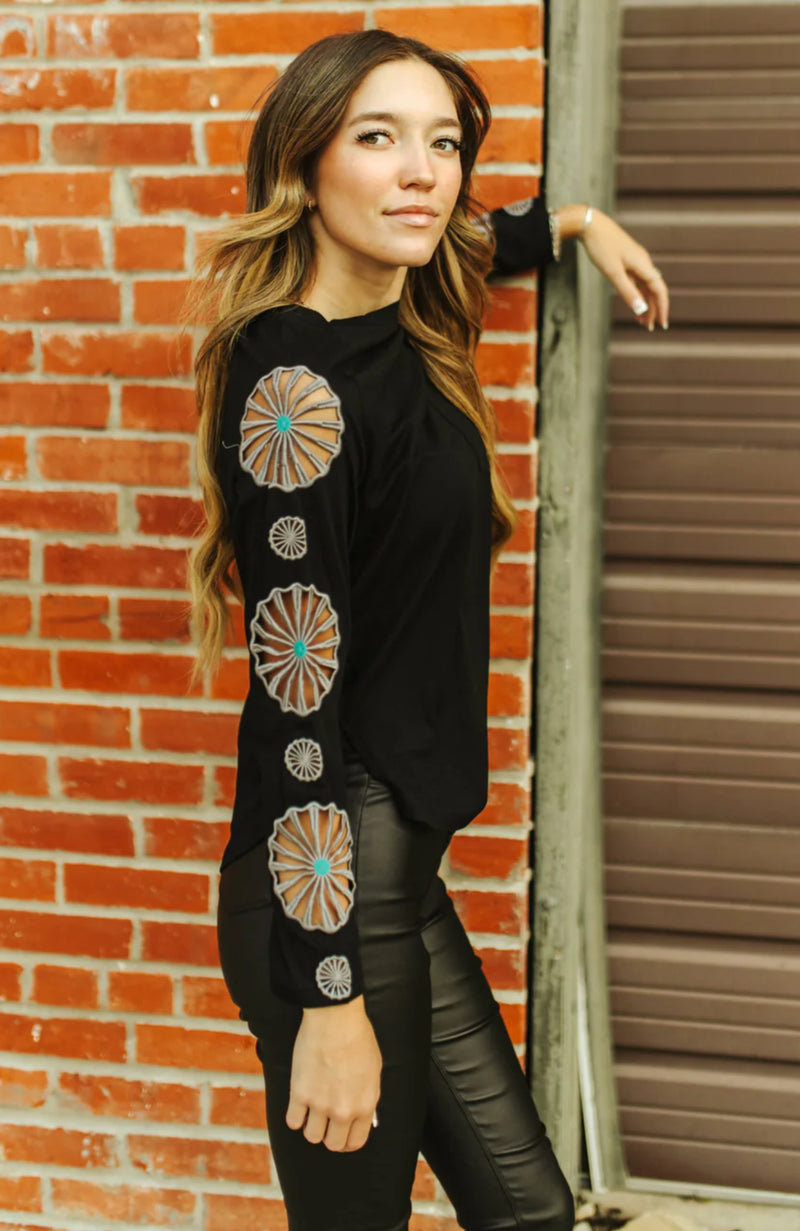 Wagon Wheel Concho Turquoise Top - Also in Plus Size