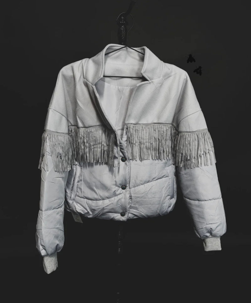 Hidalgo Falls Fringe Puffer Jacket - Also in Plus Size