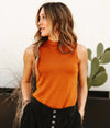 Mock Neck Cloud Basic Saddle Tank Top - Also in Plus Size