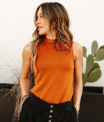 Mock Neck Cloud Basic Saddle Tank Top - Also in Plus Size