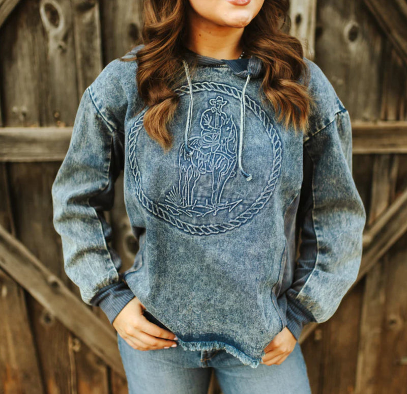Urban Denim Hooded Top  - Also in Plus Size