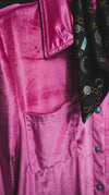 Fierce in Pink Velvet Turquoise Pearl Snaps Button Up Top - Also in Plus Size