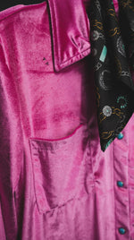 Fierce in Pink Velvet Turquoise Pearl Snaps Button Up Top - Also in Plus Size