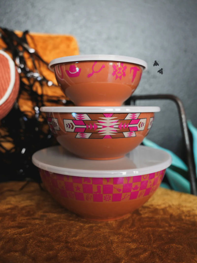 Sangria Western Bowl Set with Lids