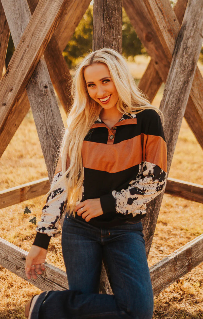 Goodbye Lane Cowhide & Leather Lux Pullover - Also in Plus Size