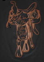 Ride Em Like You Stole Em Saddle Embroidered Top - Also in Plus Size