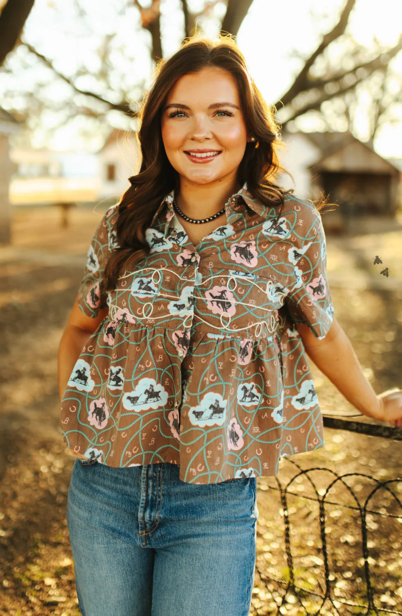 Loopity Lou Bubble Bronc Top- Also in Plus Size
