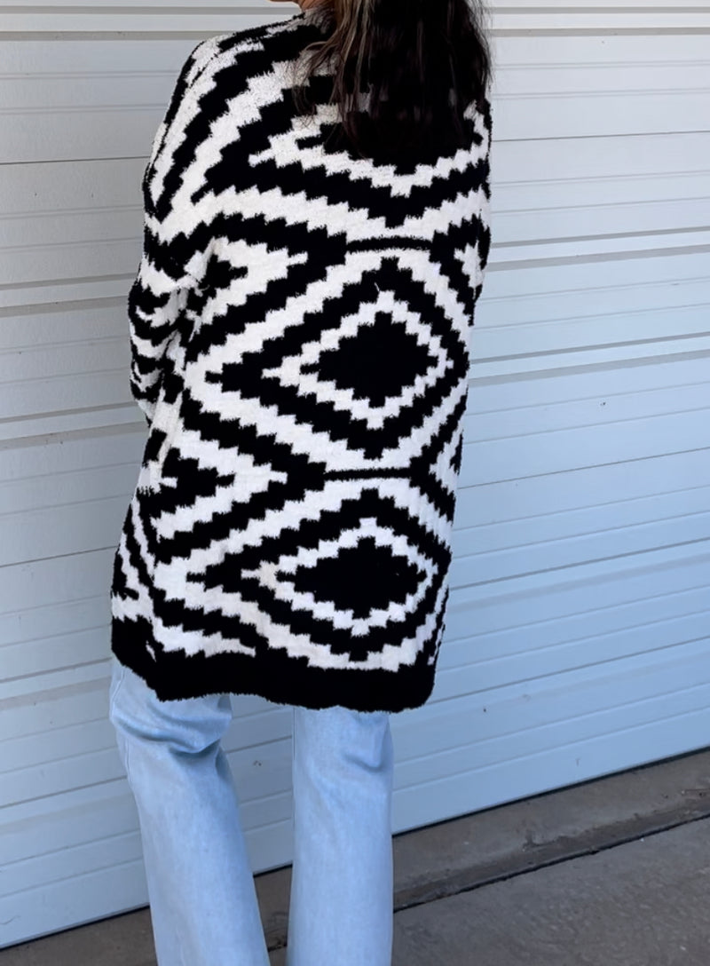 Koe Black Reversible Aztec Cloud Cardigan - Also in Plus Size