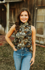 Graham Mock Neck Western Tank Top - Also in Plus Size