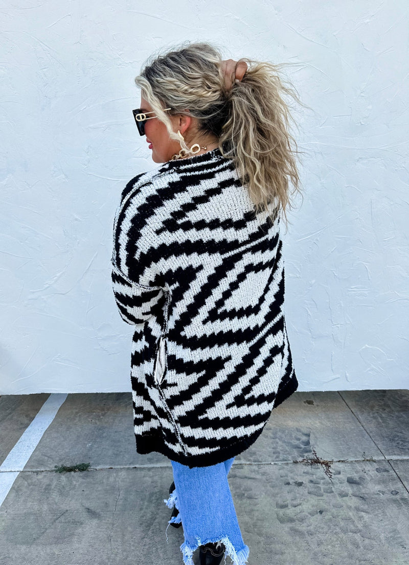 Koe Black Reversible Aztec Cloud Cardigan - Also in Plus Size