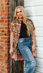 Blushin Bronc Turquoise Buttons Top - Also in Plus Size