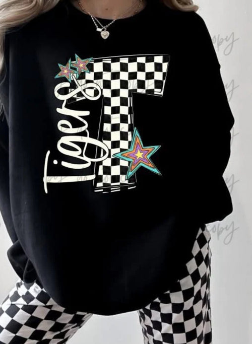Retro Checkered Mascot Sweatshirt - Also in Plus Size