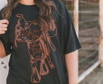 Ride Em Like You Stole Em Saddle Embroidered Top - Also in Plus Size