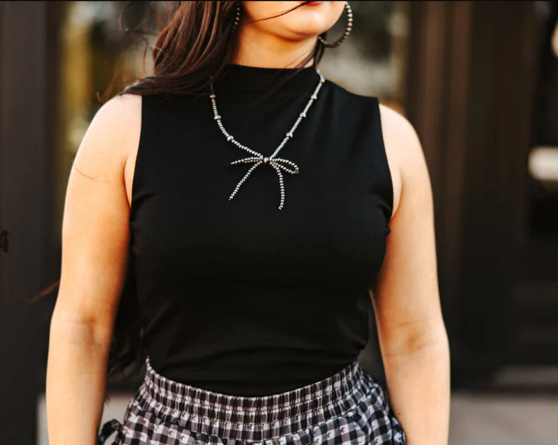 Mock Neck Cloud Basic Black Tank Top - Also in Plus Size