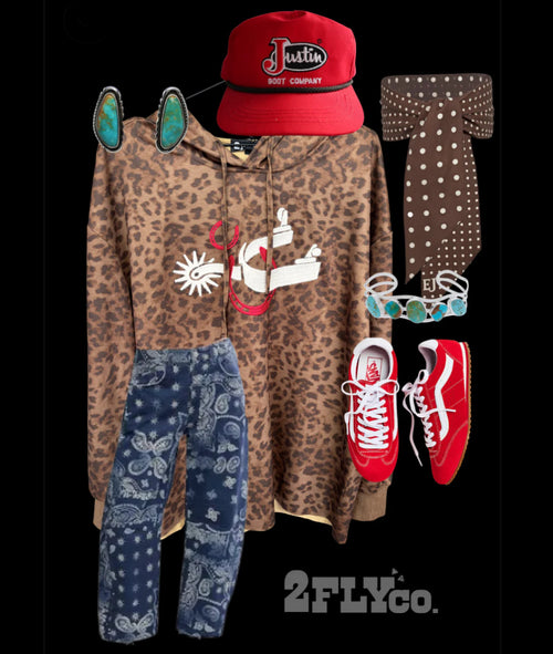 Spur Em Embroidered Leopard Top - Also in Plus Size