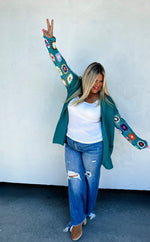 Tinsley Teal Crochet Cardigan - Also in Plus Size