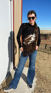 Tinley Cowhide Leather Fringe Bum Bag Crossbody Purse