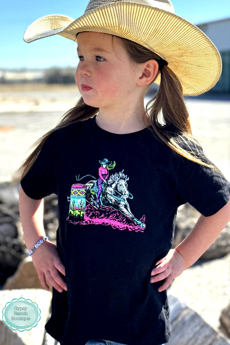 Kids- Smooth is Fast Neon Barrel Racer Tee