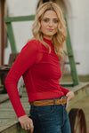 Red Hot Mesh Layering Top - Also in Plus Size