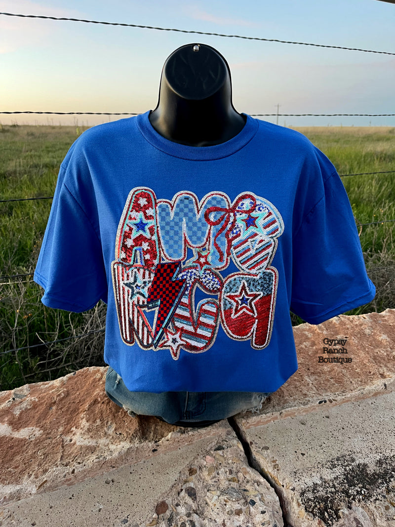 AMERICA Sequin Checkered Tee - Also in Plus Size