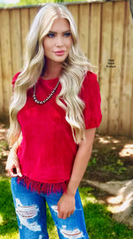 Untamed Red Puff Sleeve Top - Also in Plus Size