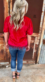 Untamed Red Puff Sleeve Top - Also in Plus Size