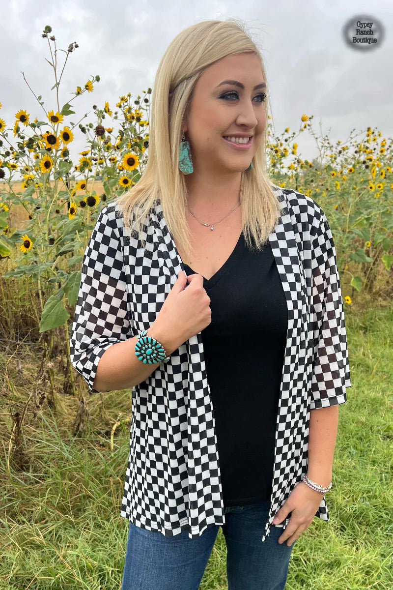 Round The Track Kimono Cardigan - Also in Plus Size