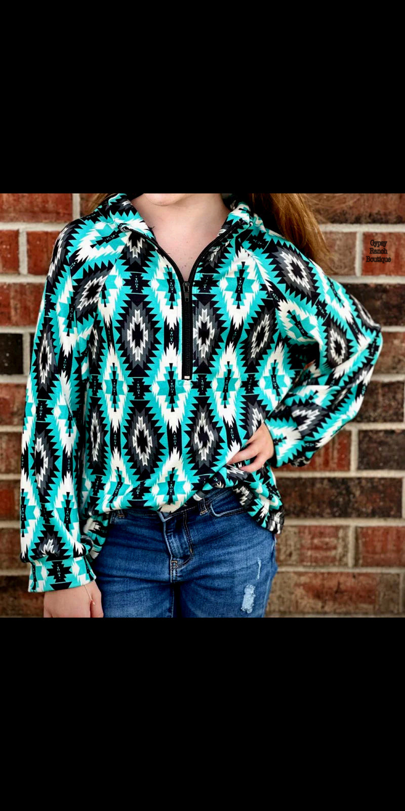 Kids Ridge Falls Turquoise Pullover Top