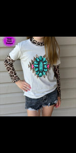 Kids Here for the Party Leopard Mesh Top