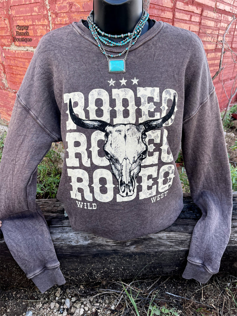Rodeo Rodeo Rodeo on Brown Pullover Top - Also in Plus Size
