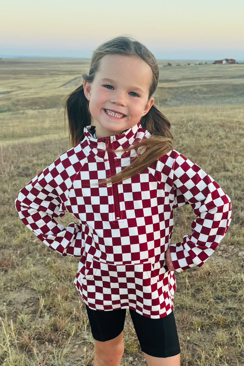 Kids Pep N Your Step Maroon & White Pullover Top