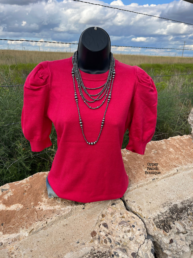 The Vogue Hot Pink Puff Sleeve Top