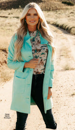 Denali River Turquoise Suede Blazer Jacket - Also in Plus Size