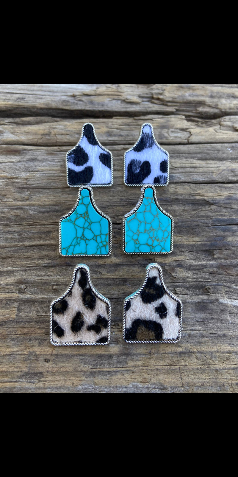 Cow Tag Set of 3 Earrings