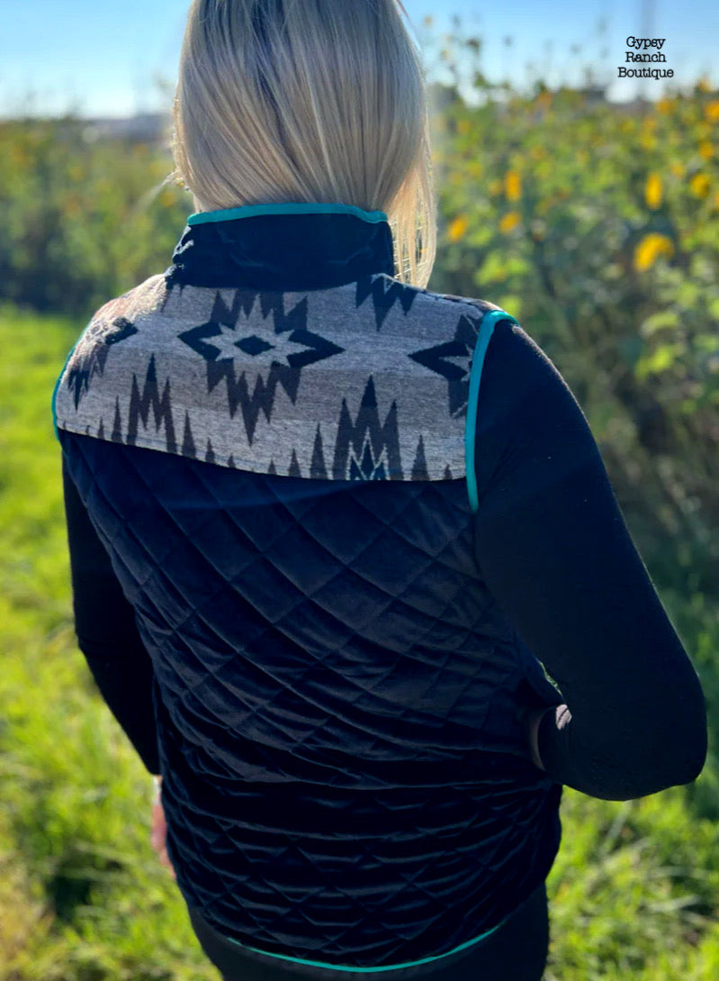 Beduino Black Turquoise Aztec Vest - Also in Plus Size