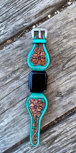 Santa Fe Turquoise Leather Smart Watch Band