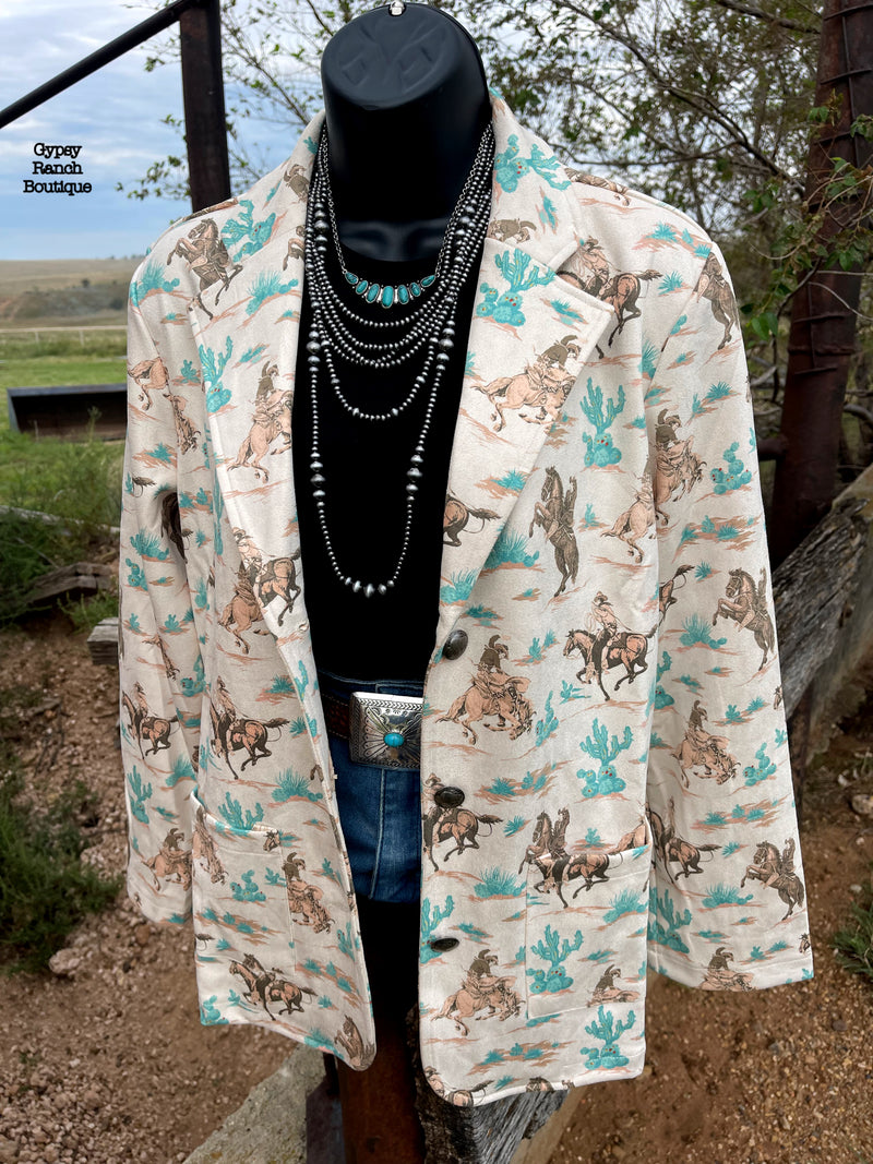 Lariat Cowboy Suede Blazer Jacket - Also in Plus Size