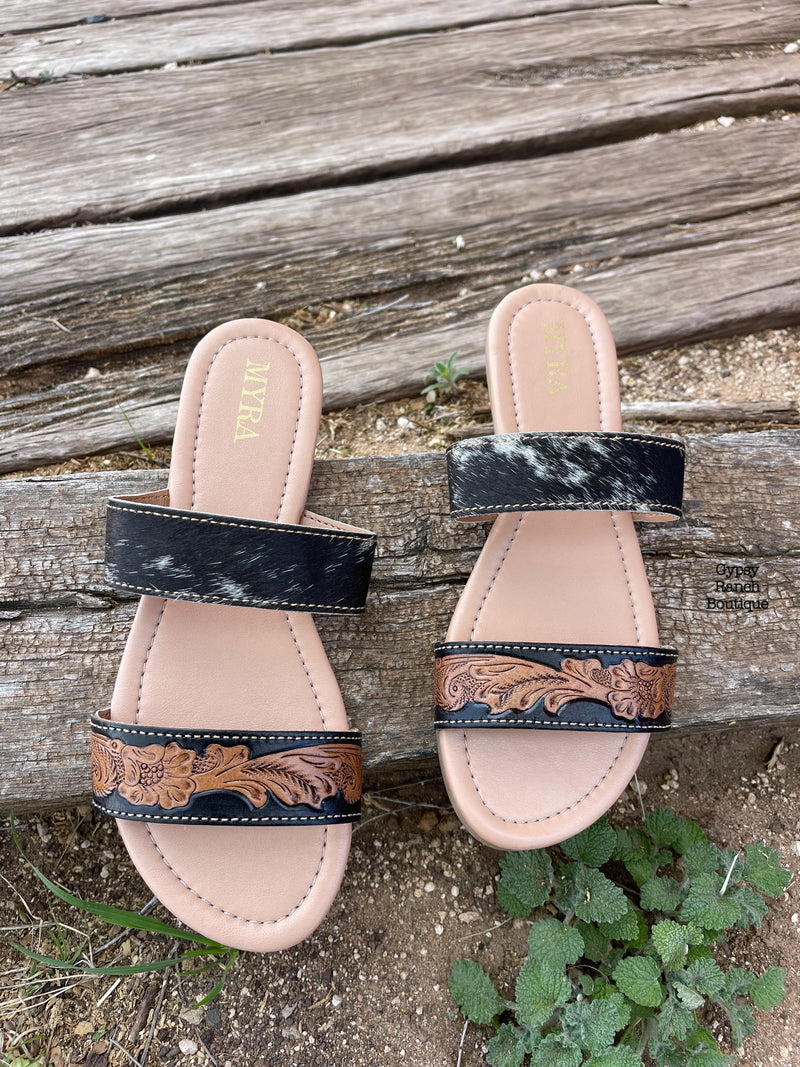 Remington Cowhide Tooled Leather Sandals