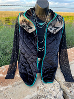 Shadow Valley Black Turquoise Aztec Vest - Also in Plus Size