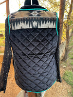 Shadow Valley Black Turquoise Aztec Vest - Also in Plus Size