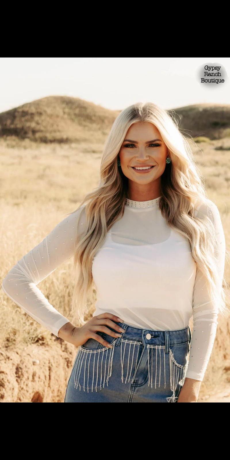 Pearl in Paradise Rhinestone Mesh Layering Top
