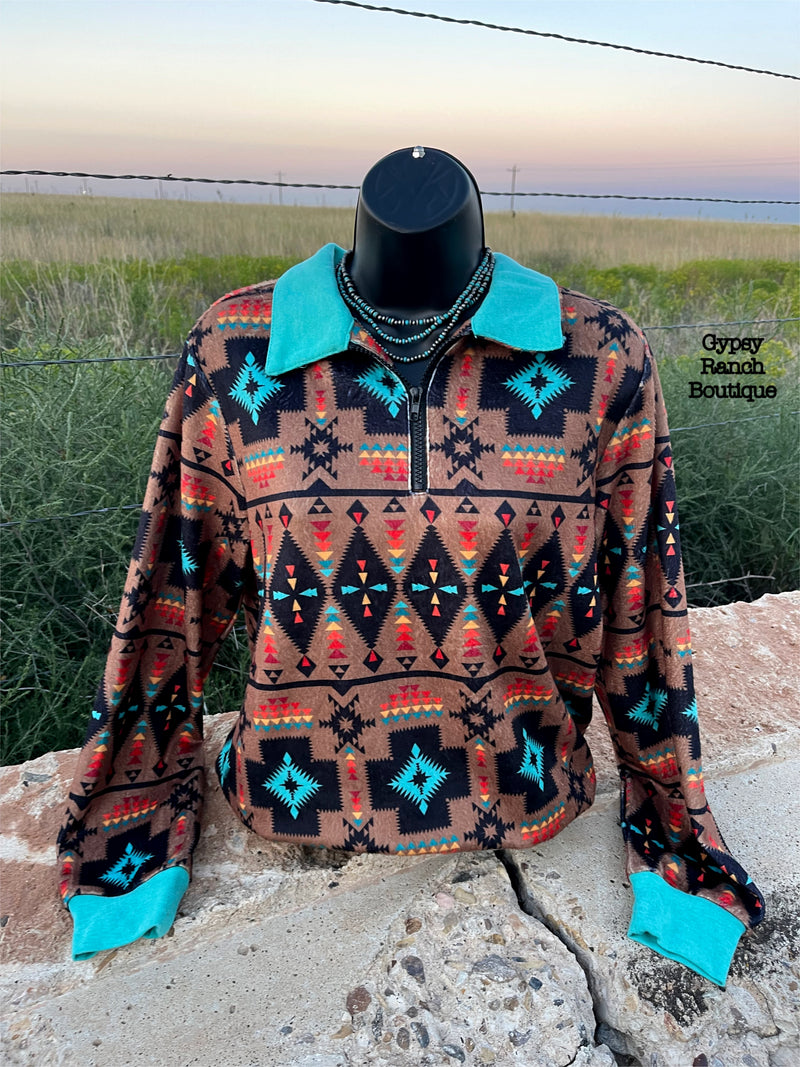 Pasadena Aztec Pullover Top - Also in Plus Size