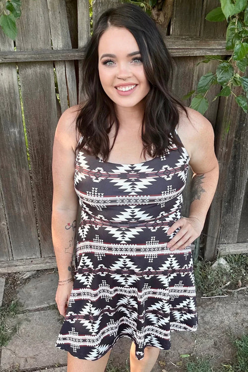 Graceland Aztec Tennis/Swim Dress- Also in Plus Size