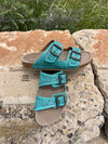 Tinslee Turquoise Tooled Leather Sandals